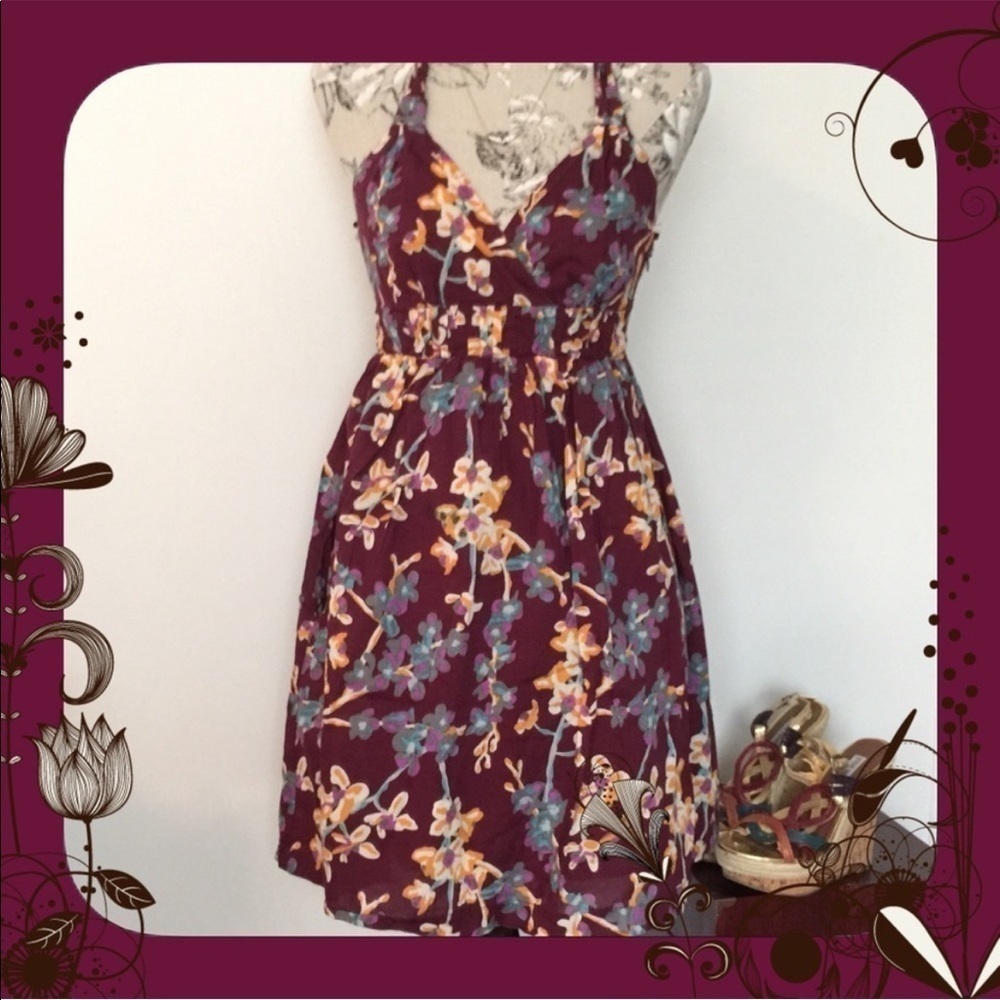 halogen Floral Halter Dress S